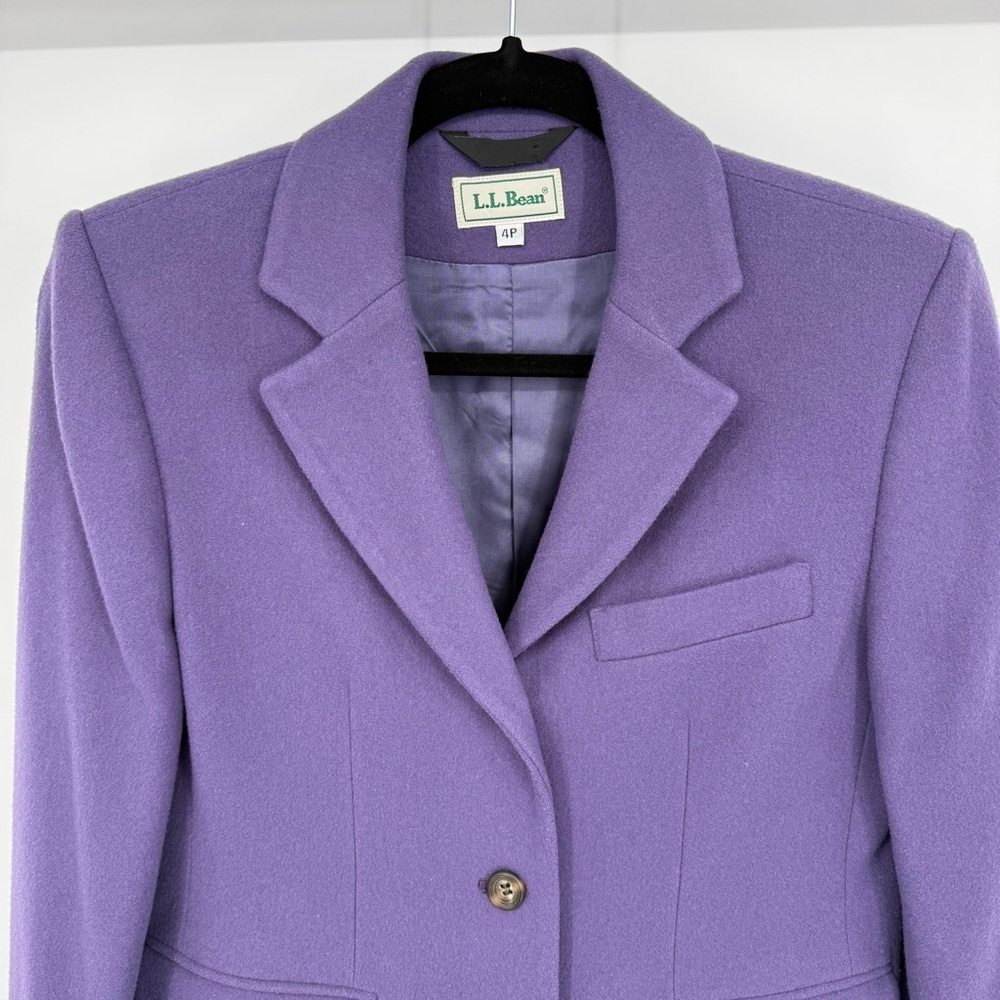 L.L.Bean Wool Cashmere Blazer 4P Career Office Jacket Made In USA Petite Vintage - Picture 2 of 13